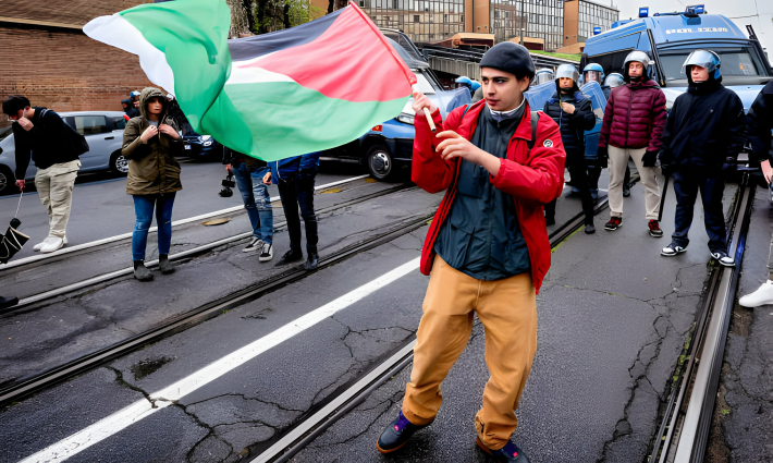 صورة من المظاهرات المؤيدة لفلسطين في ايطاليا