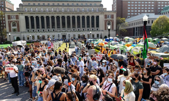 مخيم تضامني داعم لغزة في جامعة كولومبيا