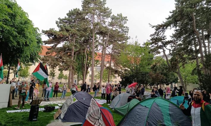 مخيم تضامني في جامعة فيينا