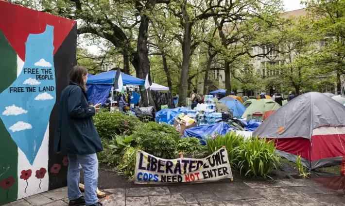 مخيم طلابي تضامني في جامعة شيكاغو