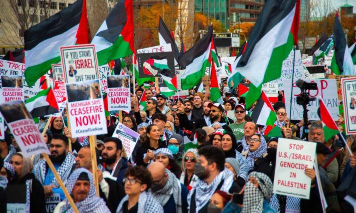 مظاهرة داعمة لفلسطين في أمريكا