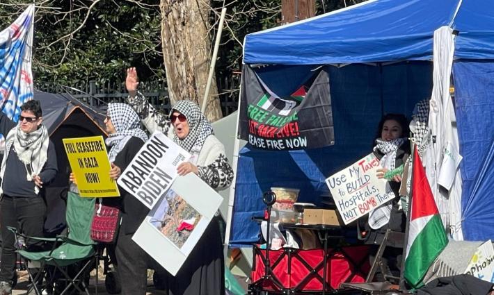 احتجاج سابق من أمام منزل بلينكن