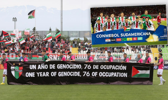 نادي بالستينو التشيلي يرفع لافتة تضامنية مع فلسطين