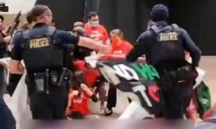 اعتقال متظاهرين داعمين لفلسطين في مجلس الشيوخ الأمريكي