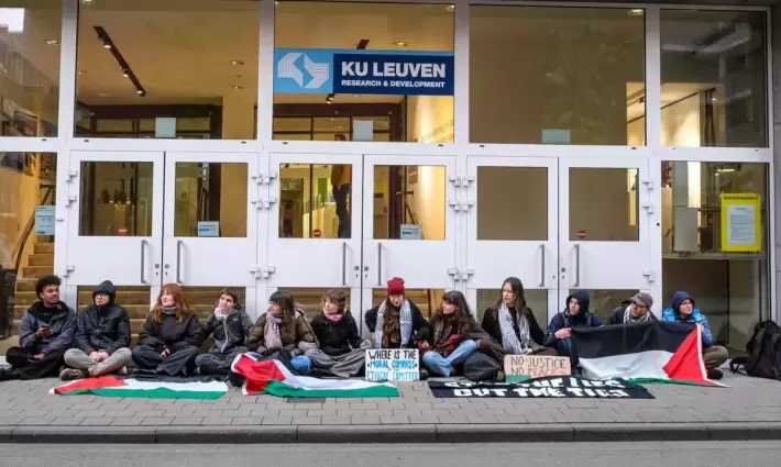 احتجاج طلابي في جامعة لوفين