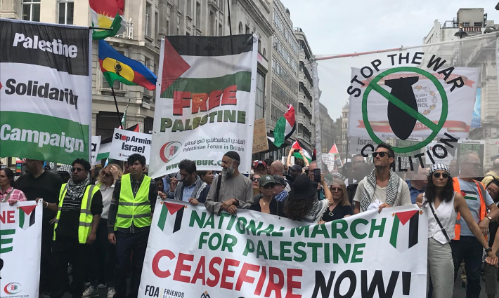 مظاهرة حاشدة لدعم فلسطين