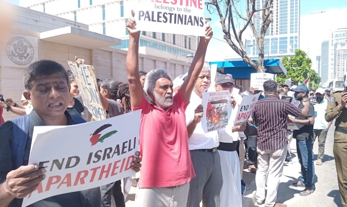 احتجاج مؤيد لفلسطين أمام السفارة الأمريكية بسريلانكا