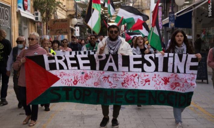 مظاهرة داعمة لفلسطين في قبرص