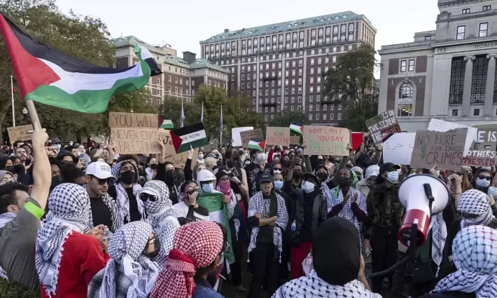 مظاهرة طلابية بجامعة كولومبيا دعمًا لفلسطين