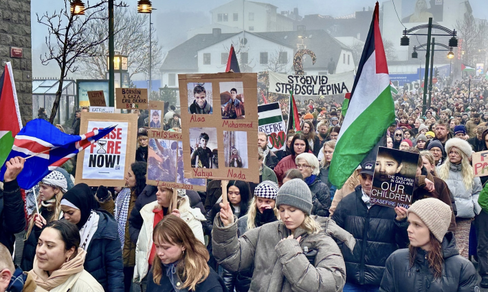مظاهرة حاشدة لدعم فلسطين في أيسلندا