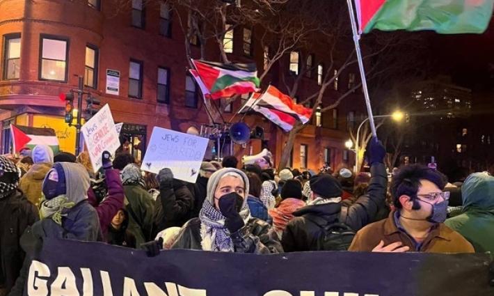 احتجاج داعم لفلسطين في شيكاغو ضد زيارة غالانت