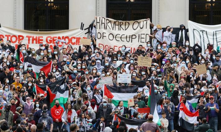 احتجاج لدعم فلسطين في جامعة هارفارد