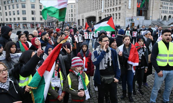 مظاهرة داعمة لفلسطين في بروكسل