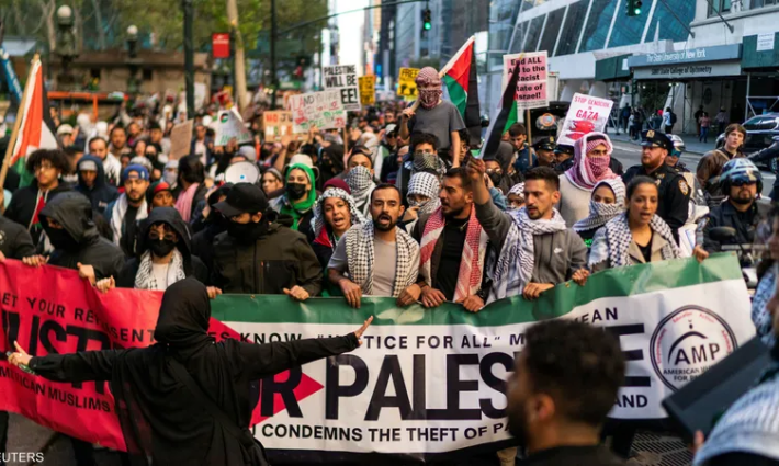 مظاهرة داعمة لفلسطين في نيويورك