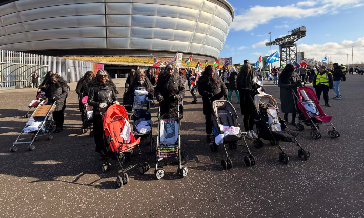 احتجاج خارج مؤتمر العمال الأسكتلندي لوقف تسليح الاحتلال