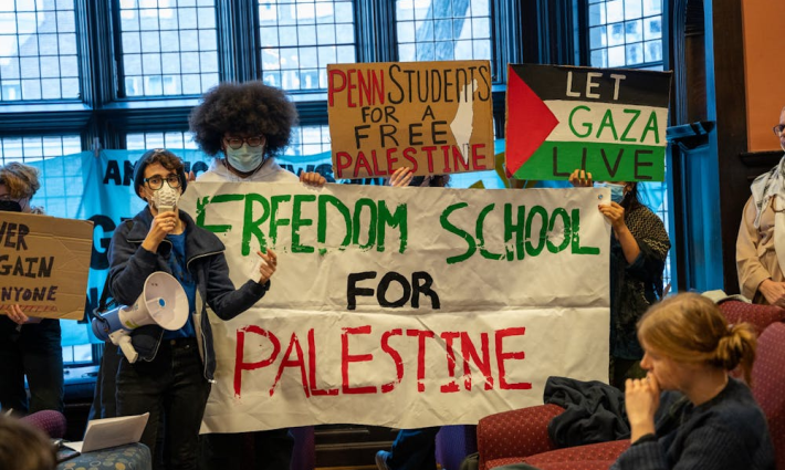 احتجاج داعمة لفلسطين في بنسلفانيا